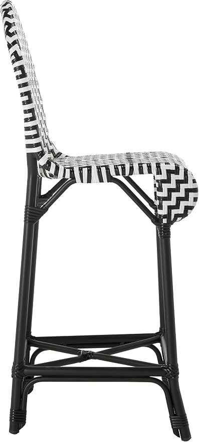 SAFAVIEH Outdoor Collection Tilden Black and White Indoor/Outdoor Bar Stool - Image 6