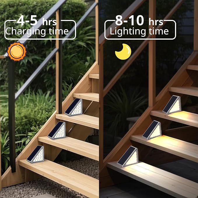 Solar Step Lights Outdoor Stair Light, Deck Lights Outdoor Powered IP65 - Image 7