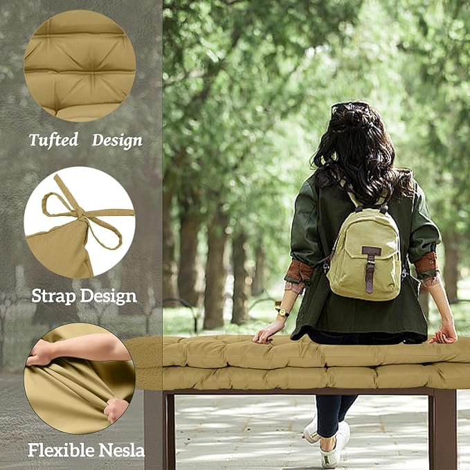 Outside Benches Cushion with Backrest, Thicken Waterproof Swing Cushions 2/3 - Image 4