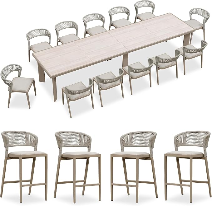 PURPLE LEAF 13 Pieces Outdoor Dining Set Patio Table and Chairs Set Aluminum by PURPLELEAF