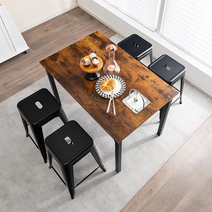 COSTWAY Bar Stools Set of 4, 24” Stackable Metal Stools - Image 2