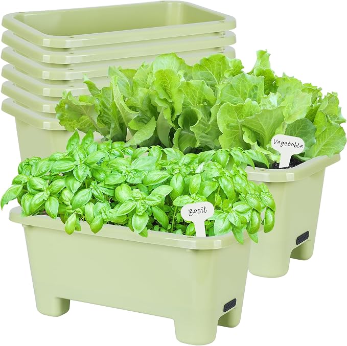 Self-Watering Rectangle Planter Boxes 8-Pack, 15.7-Inch Window Box Planter by Oliz
