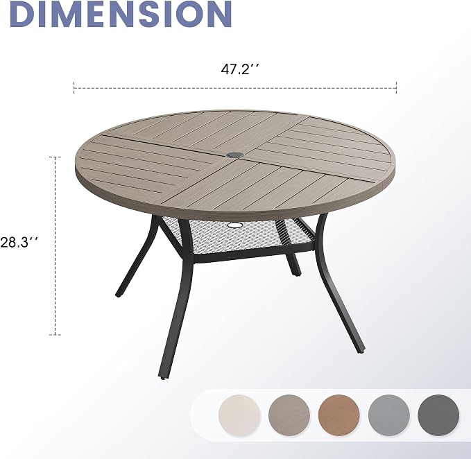 VICLLAX 47.2" Round Outdoor Table, Patio Dining Table - Image 3