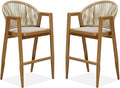 PURPLE LEAF Outdoor Barstools Set of 2 Wicker Bar Stools Woven Bar Height Stool by PURPLELEAF