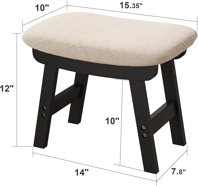 Foot Stool, Foot Stool Small, Ottoman Wood Foot Rest - Image 3