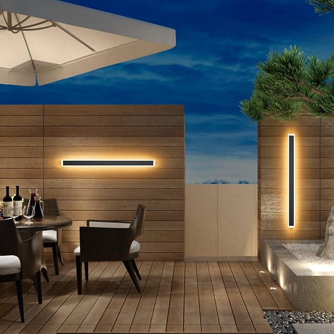 2 Pack 39.4In Long Outdoor LED Wall Light 3000K Modern Exterior Lighting - Image 2