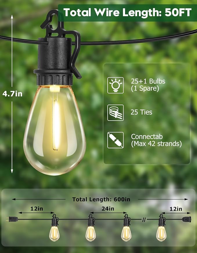 50FT Outdoor String Lights - Image 2