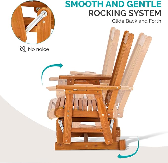 VINGLI Outdoor Glider Chair Wood Patio Glider - Image 5