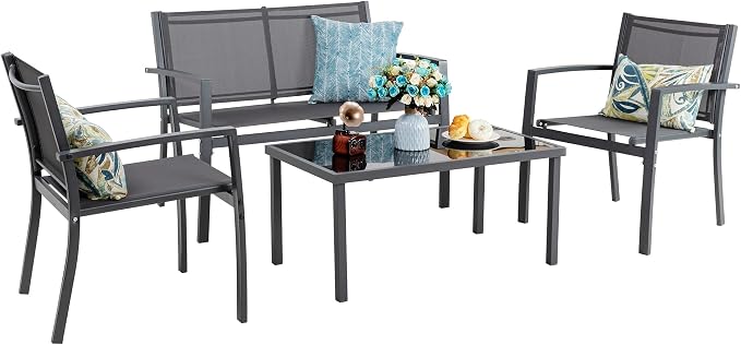 Vongrasig 4 Pieces Patio Furniture Set, Outdoor Patio Conversation Sets by Vongrasig