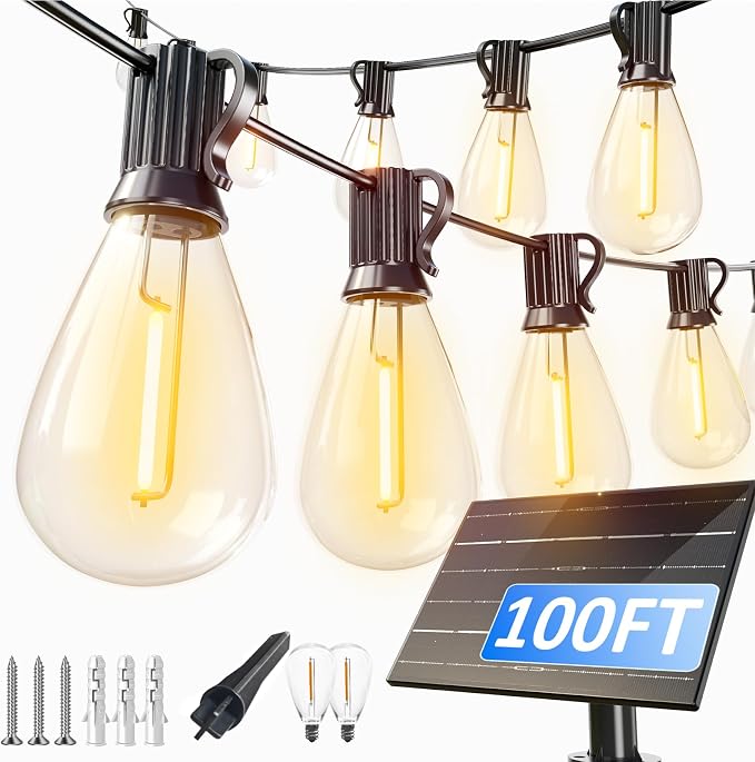 luckystyle 100FT Solar String Lights Outdoor Waterproof by luckystyle