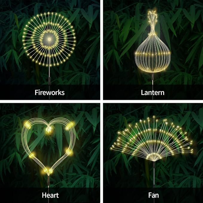 Solar Outdoor Warm White Garden Lights, 4 Pack Firework - Image 2