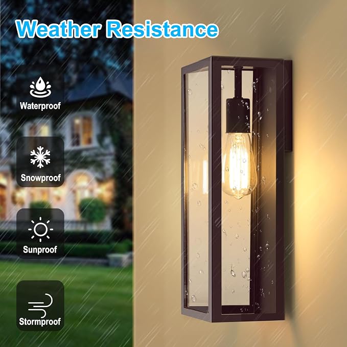 2-Pack Outdoor Wall Lanterns, 16” Exterior Waterproof Outdoor Lights - Image 2