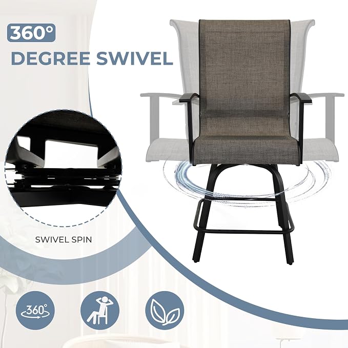 Grand patio Counter Height Outdoor Swivel Bar Stools Set of 2, Patio Bar Chairs - Image 9