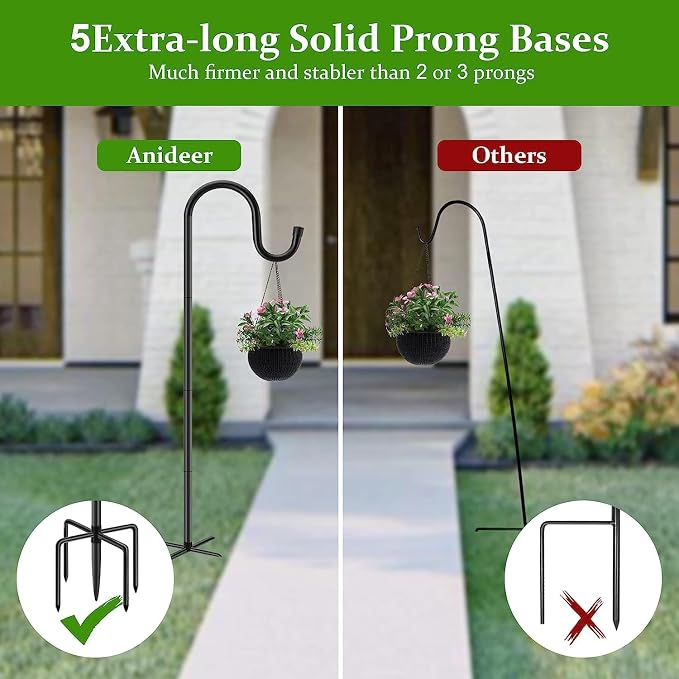 48" Shepherds Hooks for Outdoor, Heavy Duty Garden Bird Feeder Pole for Hanging - Image 8