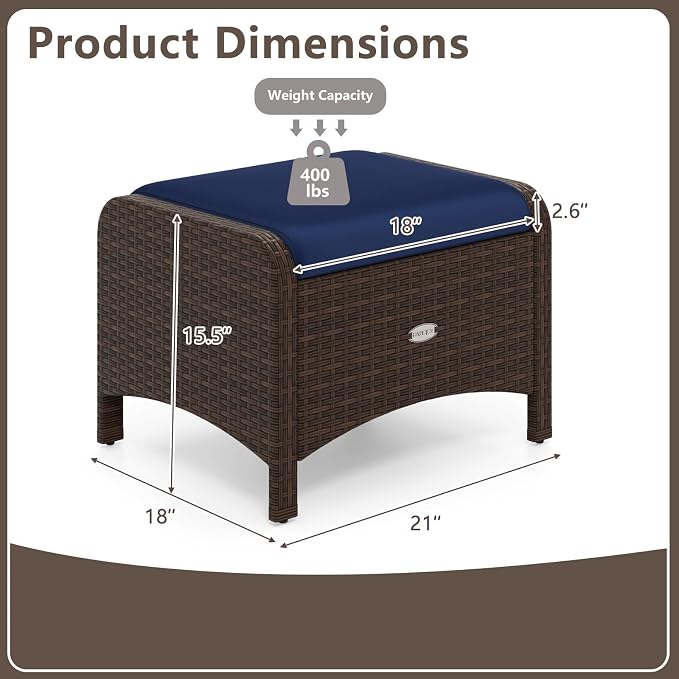 RELAX4LIFE Wicker Outdoor Ottomans - Image 3