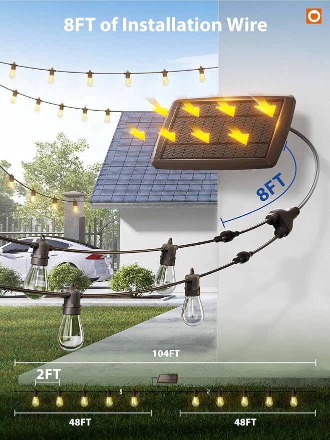 addlon 104FT Solar String Lights Outdoor Waterproof - Image 6