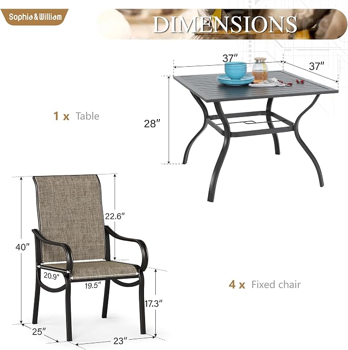 Sophia & William Patio Dining Set Outdoor Dining Set - Image 7