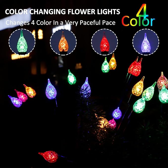 2 Pack Each 8 LEDs Solar Garden Lights Waterproof Outdoor Landscape Path - Image 6