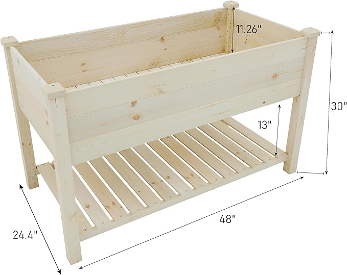 BIRASIL Outdoor Wood Raised Garden Bed, Elevated Reinforced Large Planter Box - Image 2