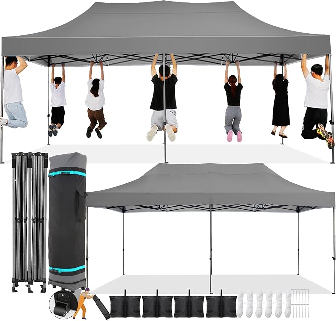 COBIZI 10x20 Pop Up Canopy Without Sidewall, Heavy Duty Canopy UPF 50+ All by COBIZI