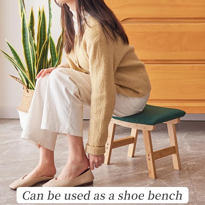 Foot Stool, Bamboo Small Sofa Foot Rest Under Desk, Extra Seating - Image 6