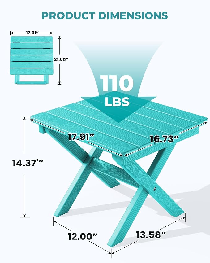 SERWALL Folding Outdoor Side Table Set of 6, Adirondack End Table - Image 3