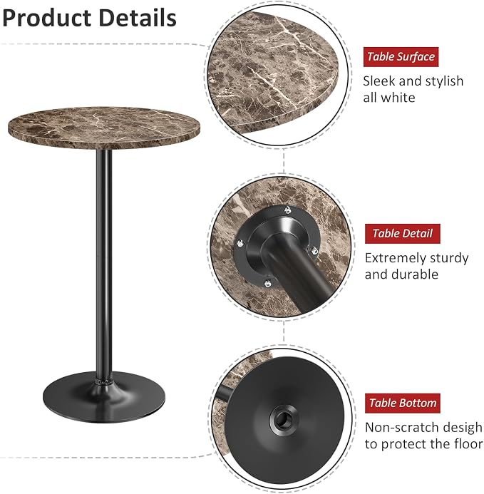 Furmax Bistro Pub Table Round Bar Height Cocktail Table - Image 5