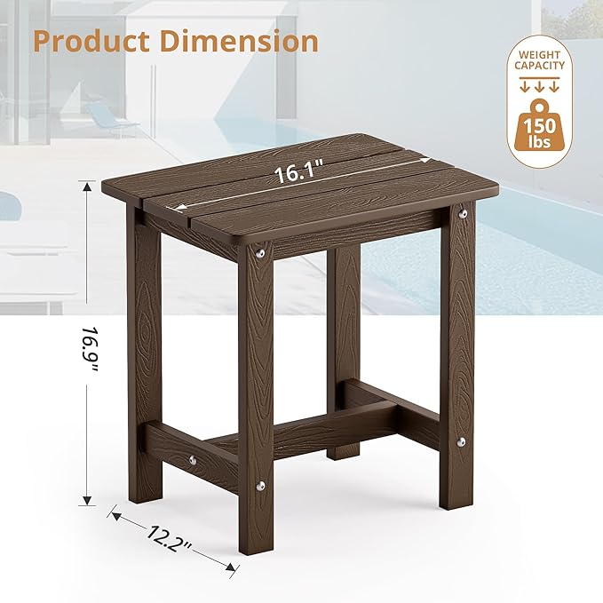 LUE BONA Outdoor Side Table, HDPS Small Outdoor Adirondack Side Tables - Image 3