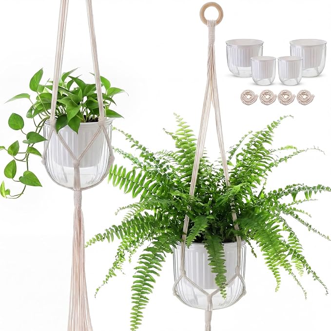 6 Pack Self Watering Hanging Planters Indoor Flower Pots Visible Water Level by Yiyiring