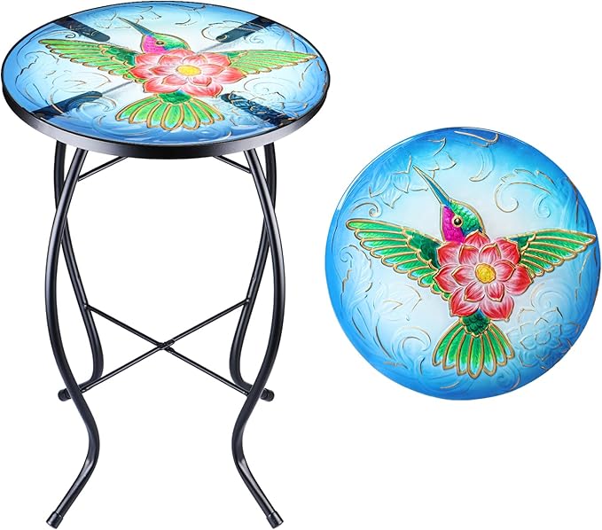 VCUTEKA Patio Side Table Outdoor Accent Table Bistro Coffee Table Plant End by VCUTEKA