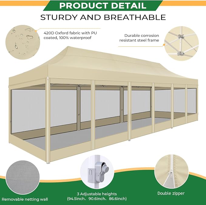 COBIZI 10x30 Heavy Duty Pop Up Canopy - Image 6