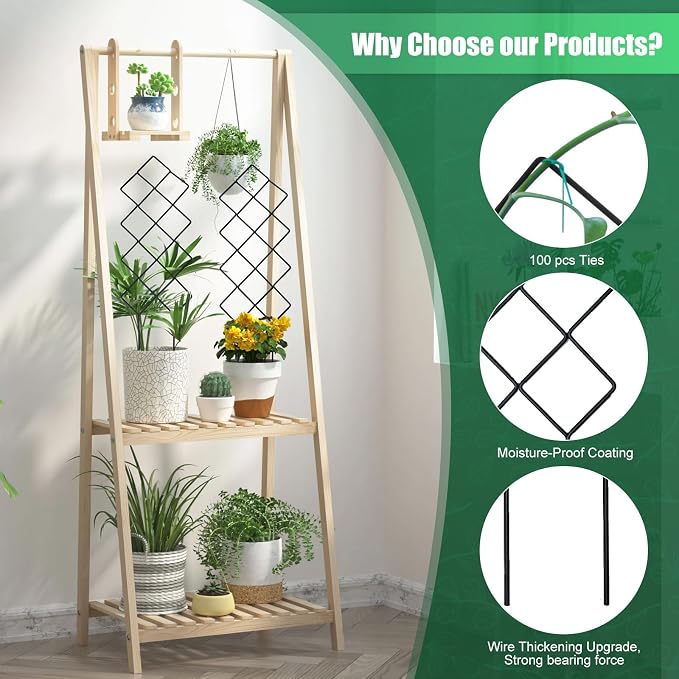 Metal Trellis for Climbing Plants Indoor, 16.36 inch Small Trellis for Potted - Image 2