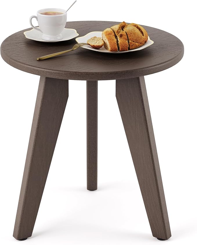 Outdoor Side Table, HDPS Outdoor Table, Small Round Side Table Weather-Resistant by HOMENJOY