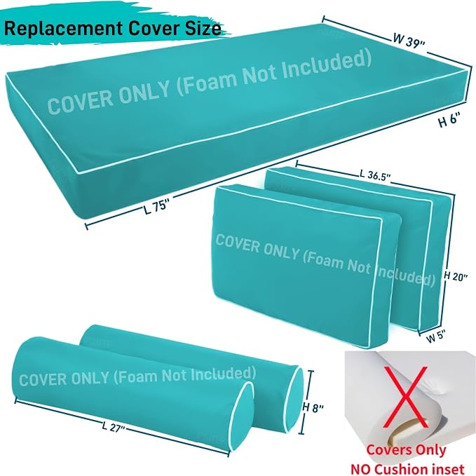 Outdoor Twin daybed Cushion Cover, - Image 2