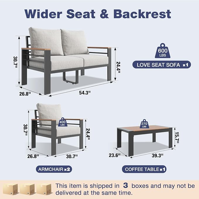 Aoxun Aluminum Patio Furniture Set - Image 7