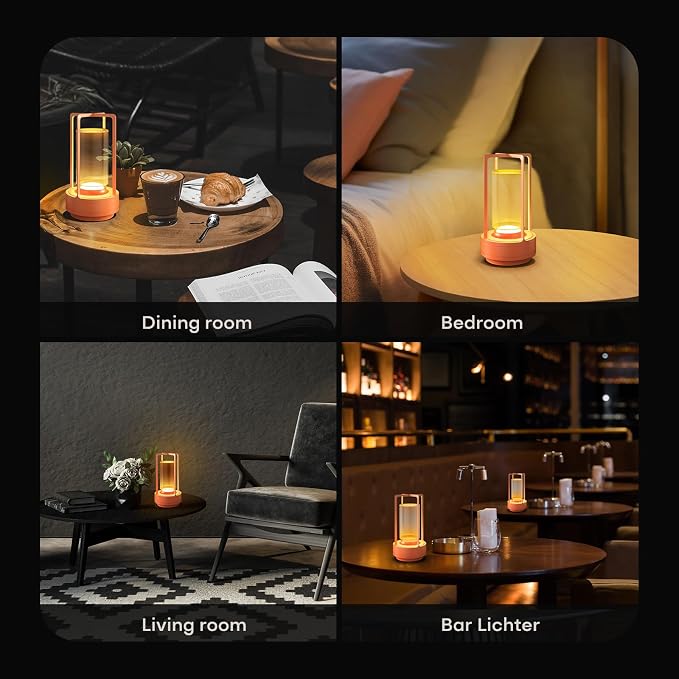 Portable Metal Table Lamp for Indoor/Outdoor, Rechargeable Cordless LED Lamp - Image 4