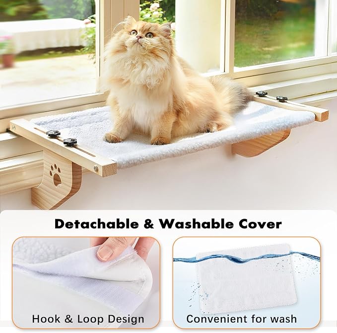 AMOSIJOY Cat Sill Window Perch Sturdy Cat Hammock Window Seat - Image 2