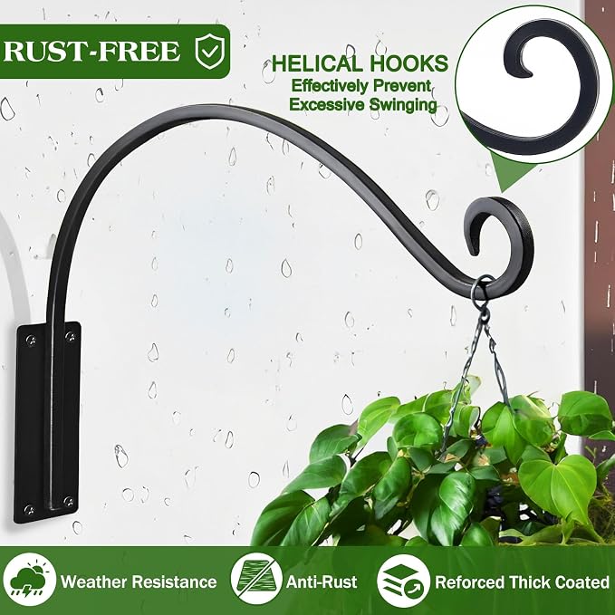 16 Inch Plant Hangers Outdoor 4 Pack, Plant Hanging Hook Bracket - Image 9