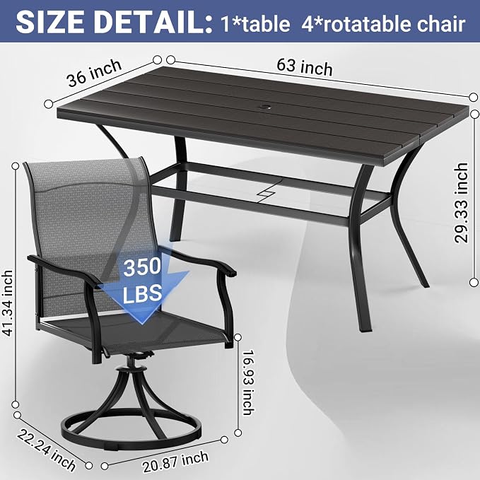 LEVELEVE 7 Piece Outdoor Patio Dining Set - Image 5
