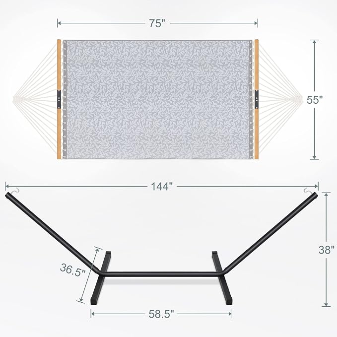 Two Person Hammock with Stand for Outside Heavy Duty, Outdoor Patio Hammock - Image 3