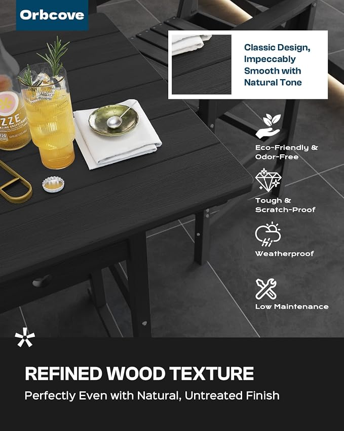 Patio Bar Table, Adirondack Chairs and Table 3 Pieces Set, Bar Height Chairs - Image 3