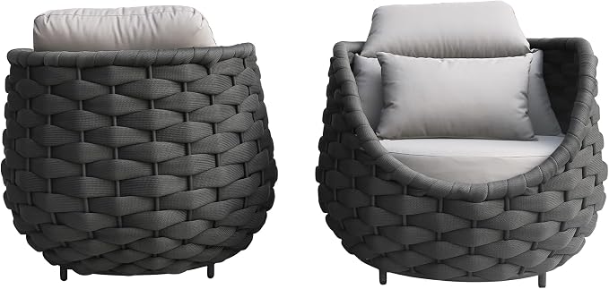 TWT Patio Sofa Set of 2 All-Weather Polyester Rope Balcony Furniture by TWT
