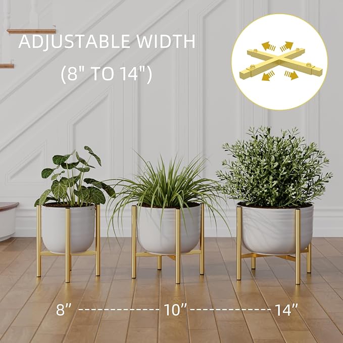 Adjustable Metal Plant Stand Indoor, Mid Century Modern Outdoor Planter Holder - Image 3