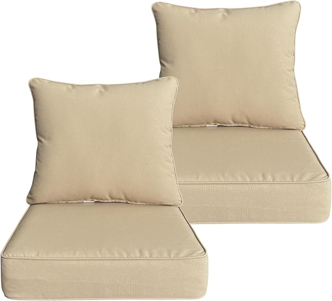 Goodgoods 24x24 inch Outdoor/Indoor Deep Seat Patio Cushions Set of 2 Resilient by Goodgoods
