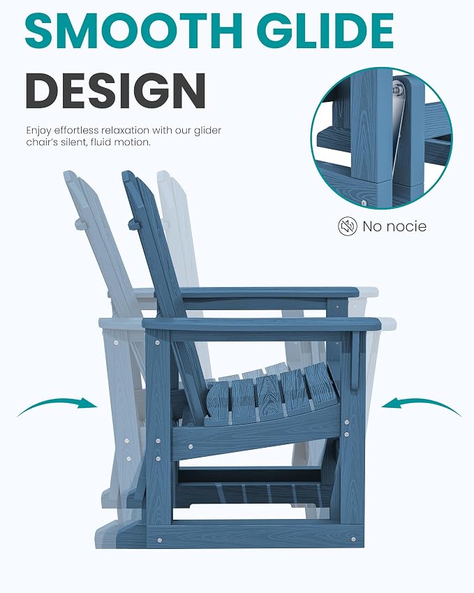 SERWALL Outdoor Glider Chair, HDPE Patio Glider Rocker All-Weather Porch Glider - Image 5