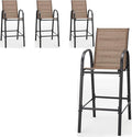 HOMREST Outdoor Bar Height Stools Set of 4, High Back Patio Chairs by HOMREST