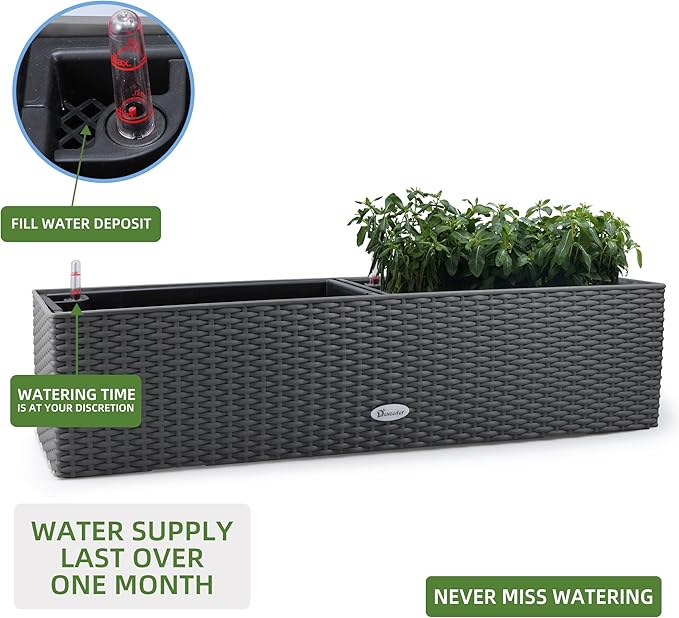 Dexceder 31.5 Inch Rattan Self Watering Planter Indoor Outdoor, Thickened Large - Image 5