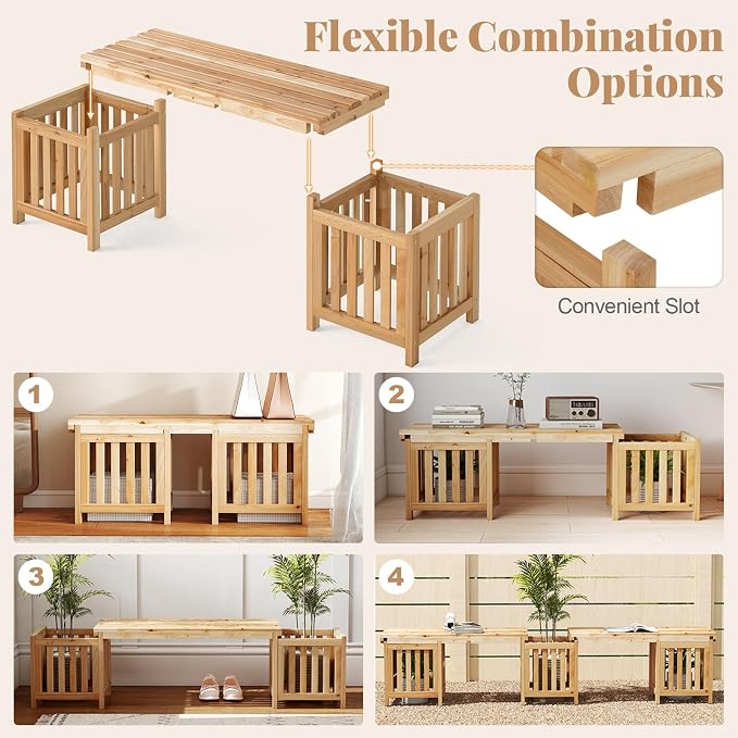 Giantex 2-in-1 Outdoor Bench - Image 5