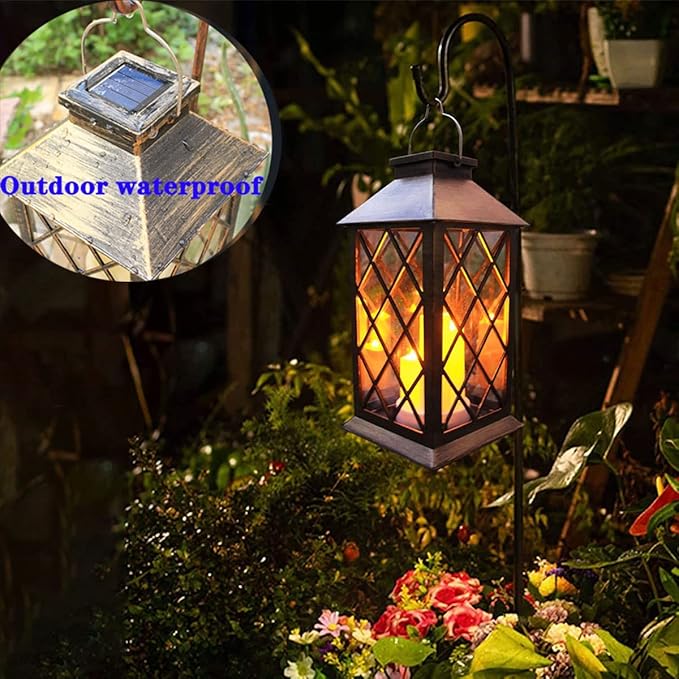 Solar Lantern Outdoor, Garden Hanging Lantern- PVC Waterproof 3 LED Flickering - Image 4
