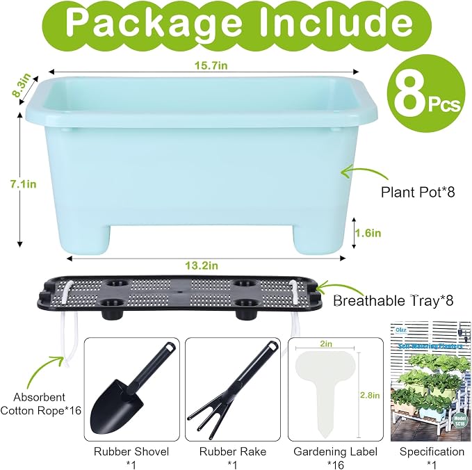 Self-Watering Rectangle Planter Boxes 8-Pack, 15.7-Inch Window Box Planter - Image 7